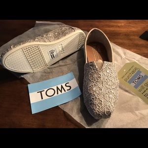 Rose Gold Crochet Toms size 5